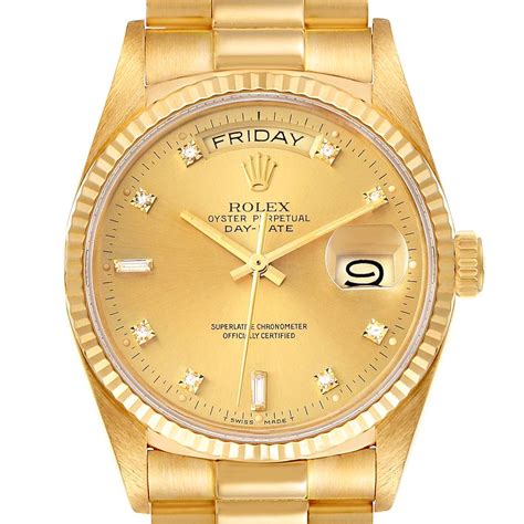 rolex gold president diamonds|rolex presidential 18k solid gold.